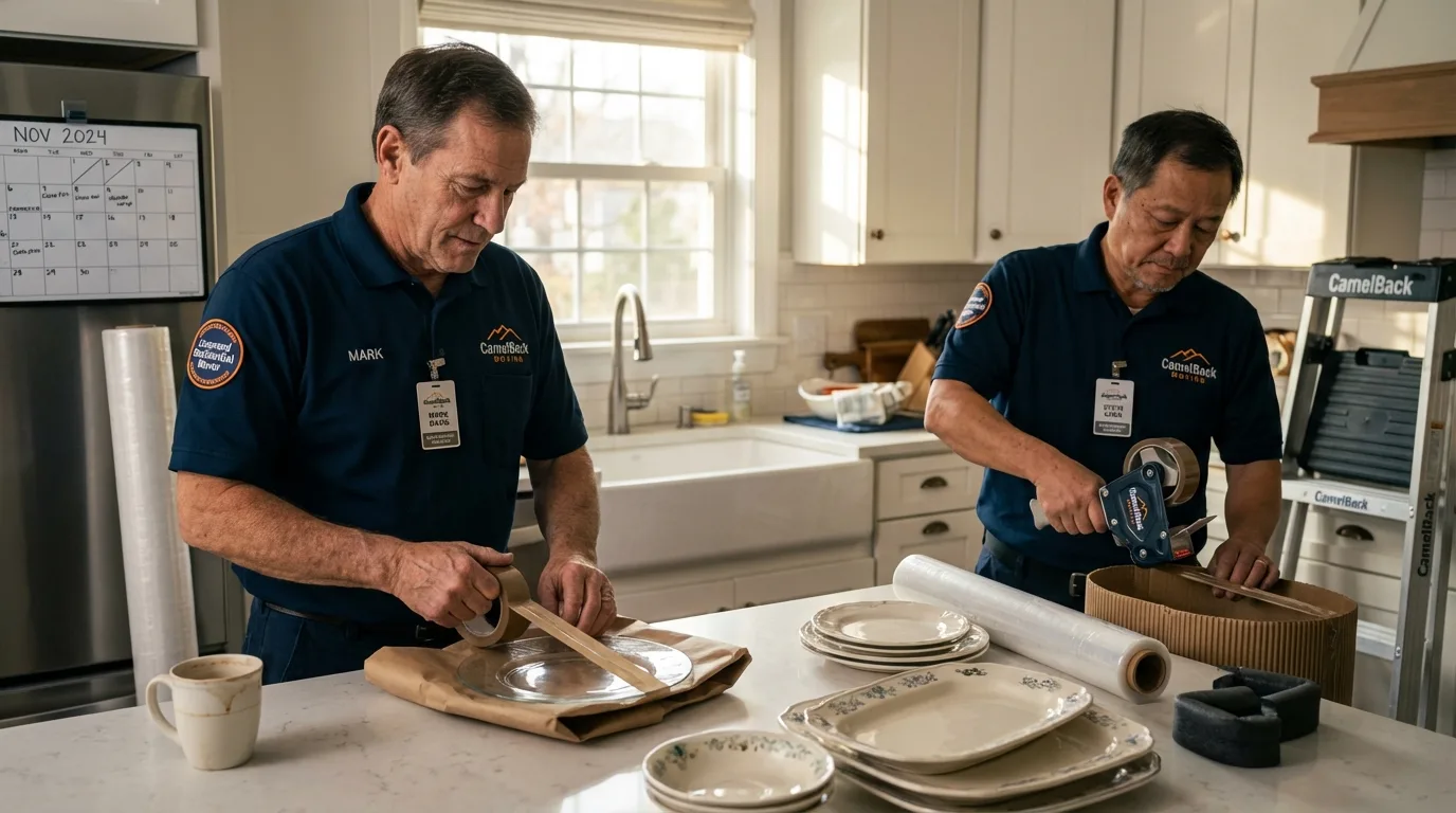 Professional crew packing kitchen dishware in Zephyrhills, FL